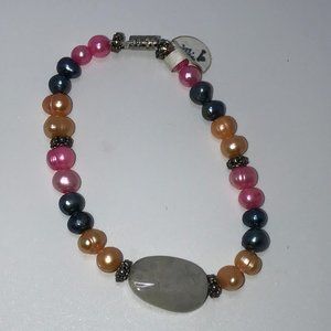 7 3/4" Freshwater Pearl And Coral Bracelet